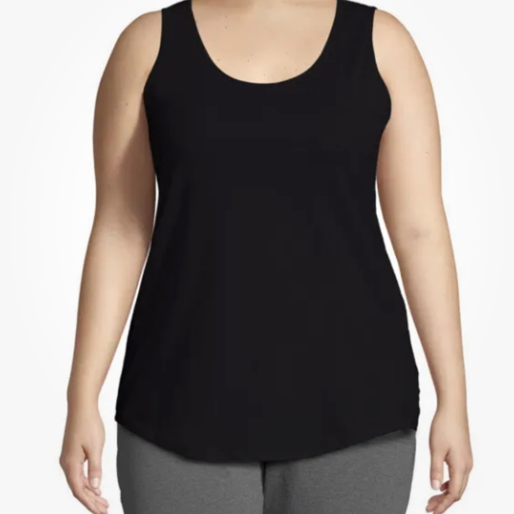 Just My Size Women’s Black Cotton Jersey Shirttail Tank Top Size 2X NEW